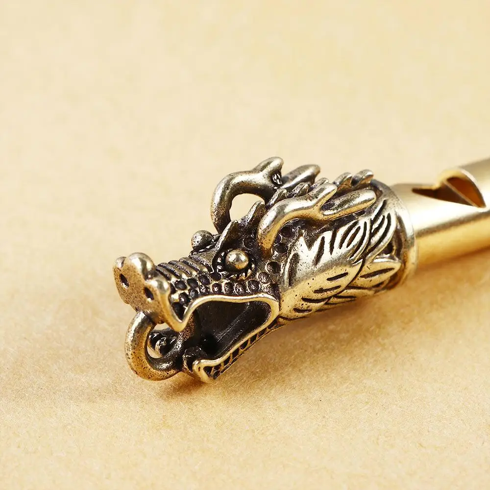 Multifunction Portable Whistle Handmade Brass Dragon Head Whistle Car Keys Chains Pendants Men Women Outdoor Survival Tools