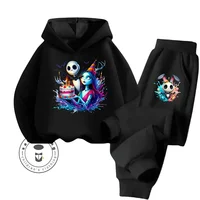 The Nightmare Before Christmas Long Sleeve Hoodie Pant Set Pure Cotton Cartoon Warm Fall Winter Children's Hoodie Tracksuit 1