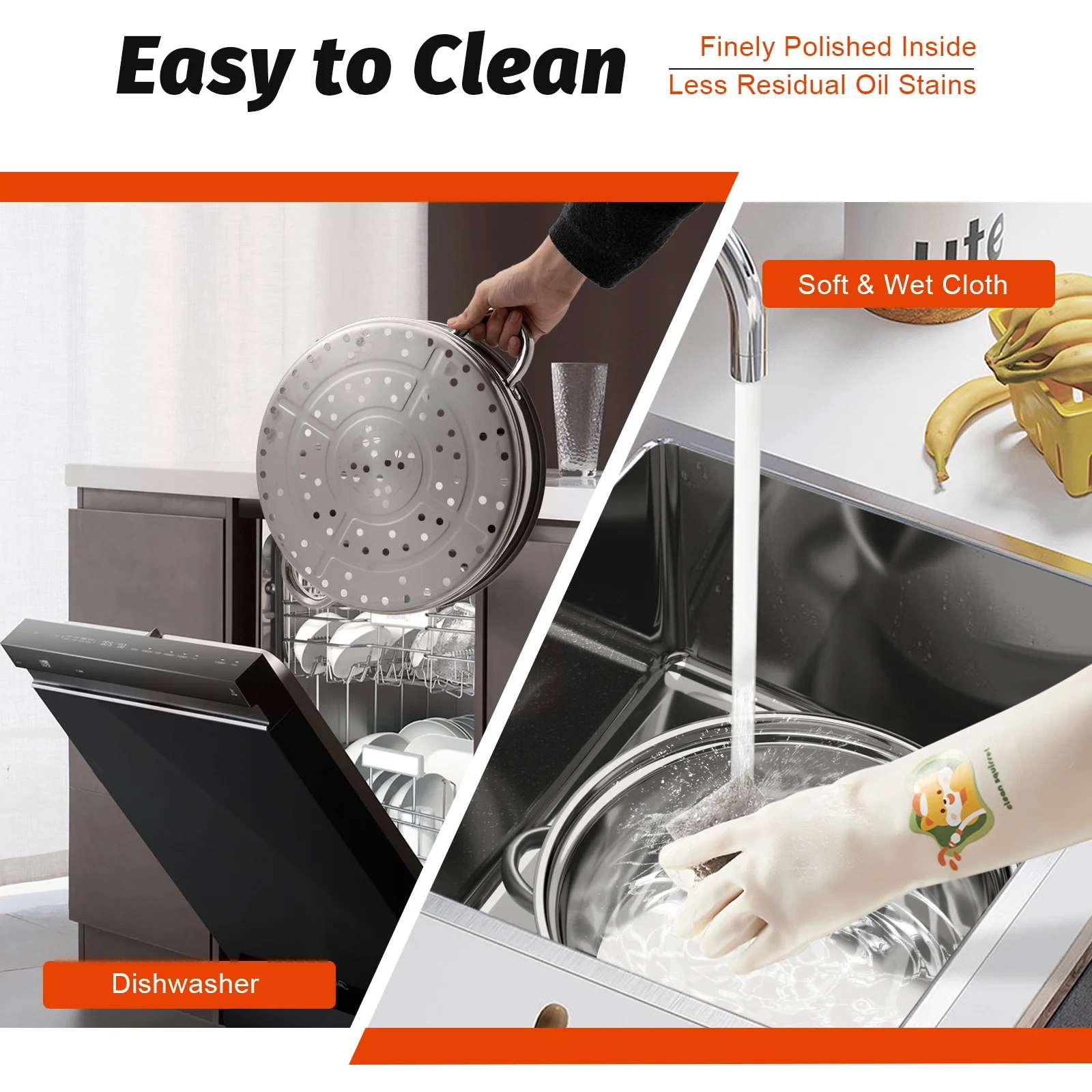 3/5Tiers Steamer Hot Pot Stainless Steel Cooker Steam Pot Food Cooking Glass Lid