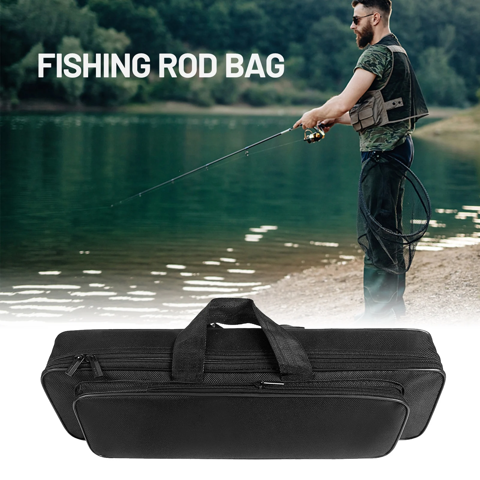 Étui canne pêche 45-50cm Oxford 600D imperméable - Protection roue moulinet - Rangement matériel étanche