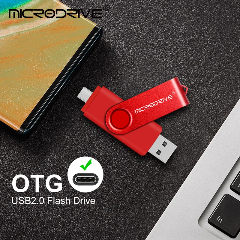 2 in 1 USB 플래시 드라이브 OTG 고속 펜 드라이브 64GB 32GB 타입-C 16GB 8GB 마이크로 USB 스틱 외장 저장장치 4GB