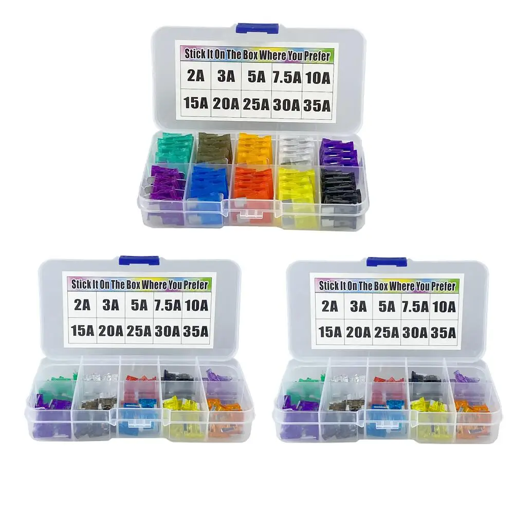 Auto Car Fuses Medium Mini 2A/3A/5A/7.5A/10A/15A/20A/25A/30A/35A Amp With Storage Case Assortment Blade Fuse Set Kit