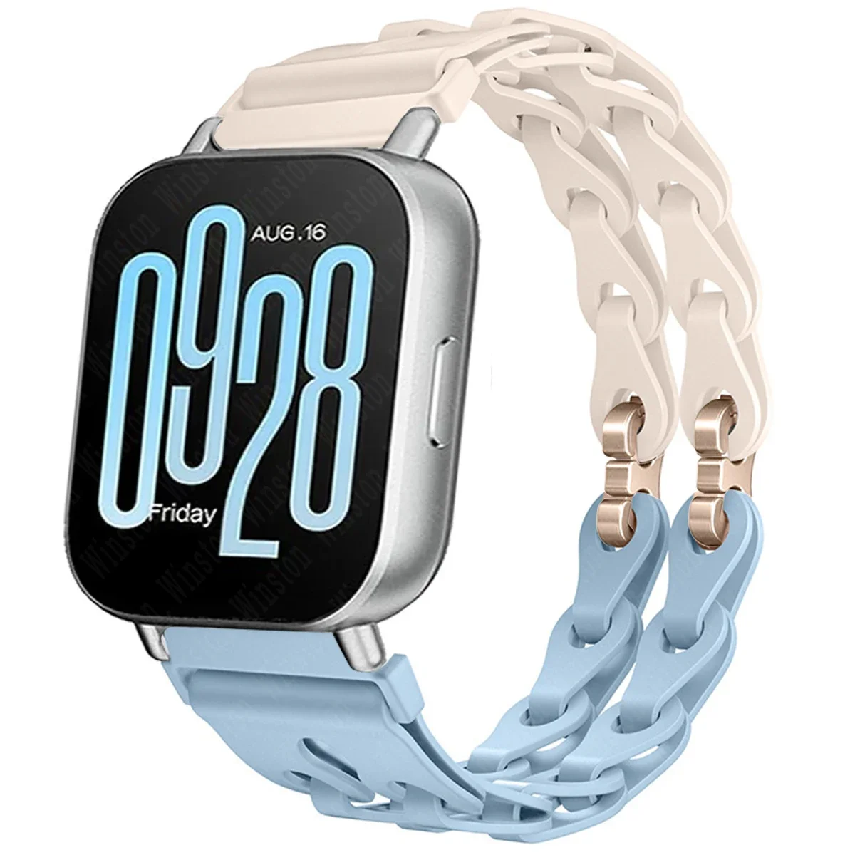 Enhanced Silicone Chain Strap for Smartwatch, 22mm Wristband Bracelet Replacement Accessory