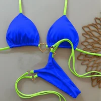 Sexy Halter Solid color Bikini Set Women's Swimsuit Two-piece Triangle Thong Swimwear Bathing Suit Brazilian Biquinis - Image 2