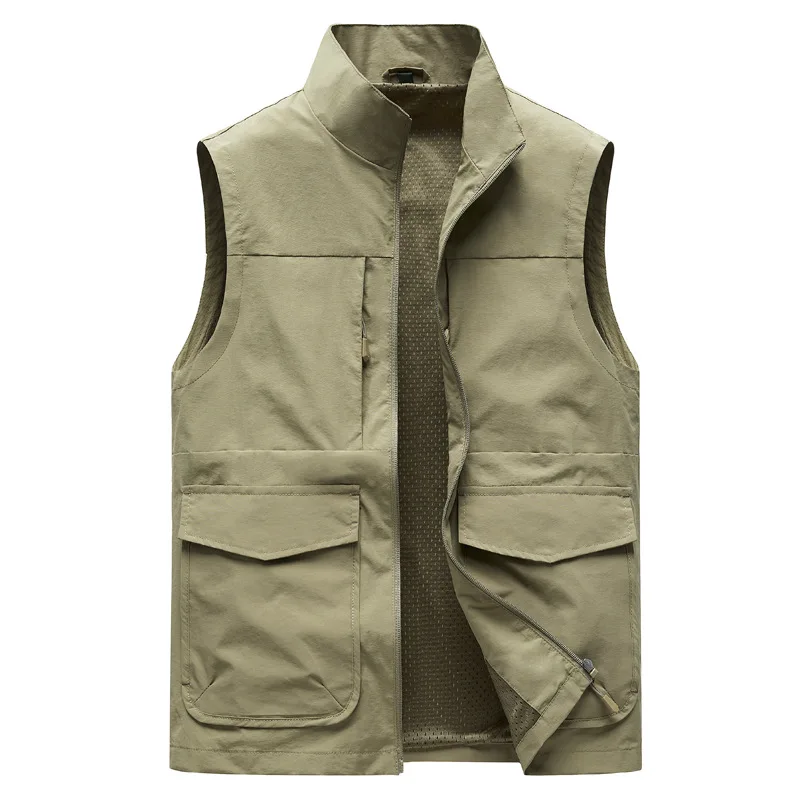 Hiking Vest Fishing Clothing Motorcyclist Sleeveless Jacket Windbreaker Men's Running Jackets Multi-pocket Waterproof Work Vests