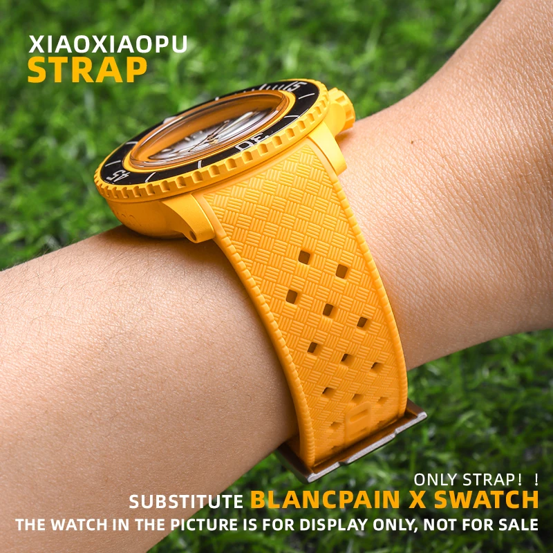 Cinturino Con Interfaccia Curva Per Swatch X Blancpain, Bioceramica Scuba Fifty Five Fathoms, Design Traspirante, Cinturino In Gomma, 22Mm