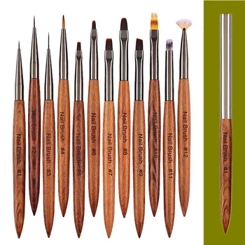 Nail Art Brushes Set 12pcs Nail Liner Brush Nail Painting Pen Acrylic UV Gel Brushes Crystal Ombre Manicure Tool Nail Brush 1