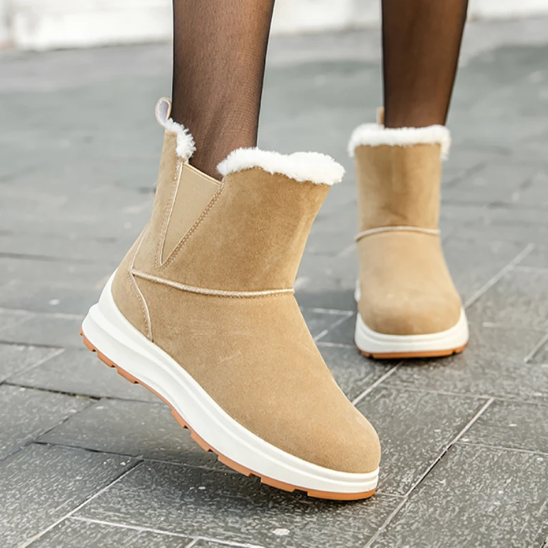 

Womens Snow Boots Ankle Waterproof Shoes for Women Chelsea Wedge Heel Booties Anti Slip Fashion 2023 Plus Warm Y2k Hot Plush Pu