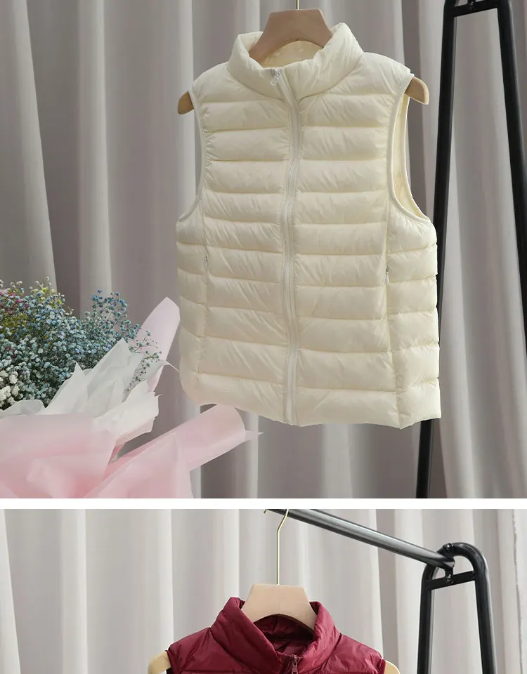 2022 Autumn Winter Ultra Light Down Jacket Parka Women White Duck Down Vest Coat Female Sleeveless Warm Waistcoat Plus Size 3XL ladies parka coats