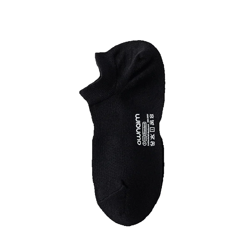 2025e Summer Thin Tube Boat Simple Solid Color Short Men's Versatile Sweat-Absorbing Breathable Mesh Cotton Socks_voghion.com
