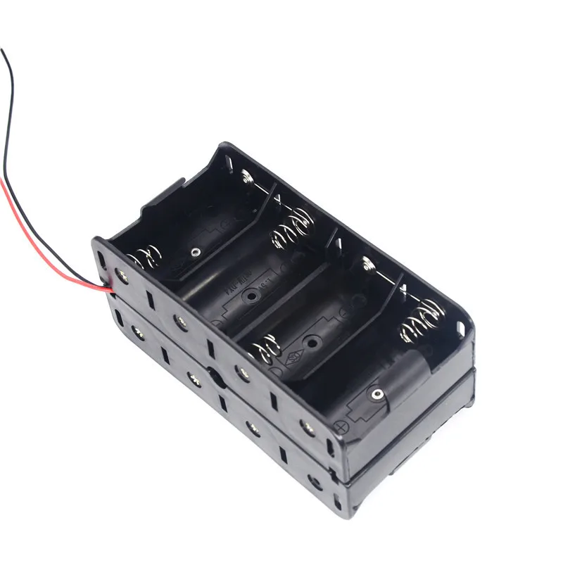 12V 8슬롯 D 사이즈 DIY 배터리 홀더 보관 케이스 박스, 뒤집어 놓는 형태의 컨테이너, 검정색 및 빨간색 전선 포함, 1.5V D형 배터리용