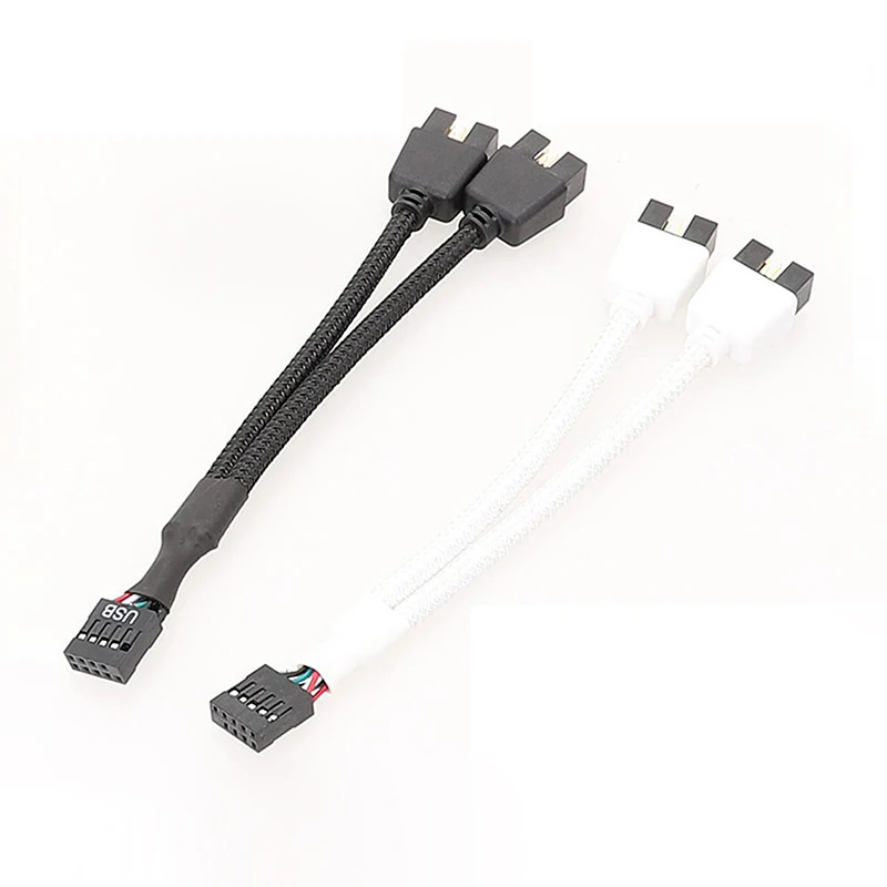 

Motherboard USB2.0 9-pin To Dual 9-pin One-to-two 9PIN To Dual 9USB Shielded Wire Mesh Black And White