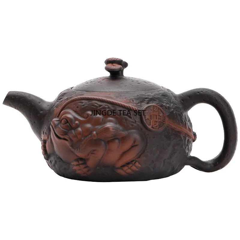 250ML small capacity purple pottery toad teapot handmade antique relief household kung fu tea set