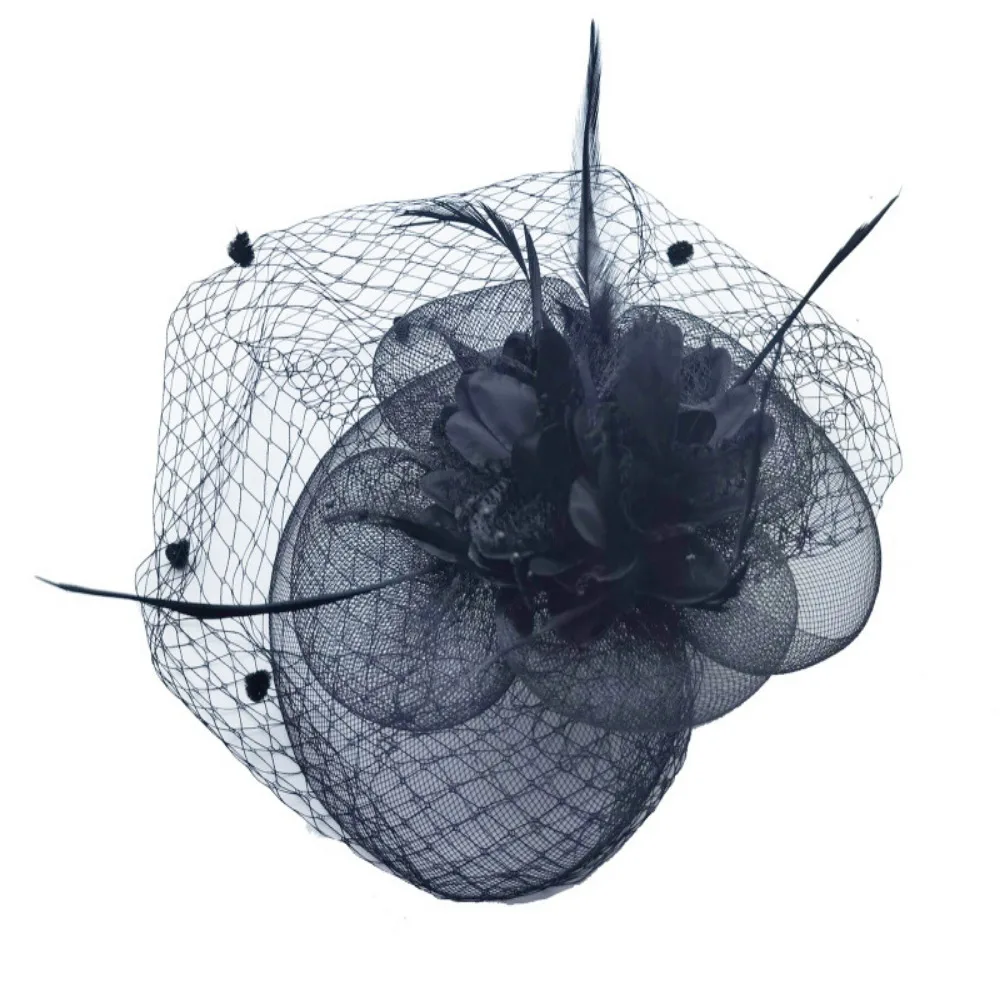 Birdcage Bride Veil Wedding Hair Accessories Flowers Feather Mesh Veil Face Cover Multi Colors Korea Japan Black White