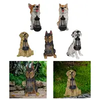 Resin Figurine Hanging Lantern Ornament Art Decor Solar Lights Garden Dogs Statue for Home 2