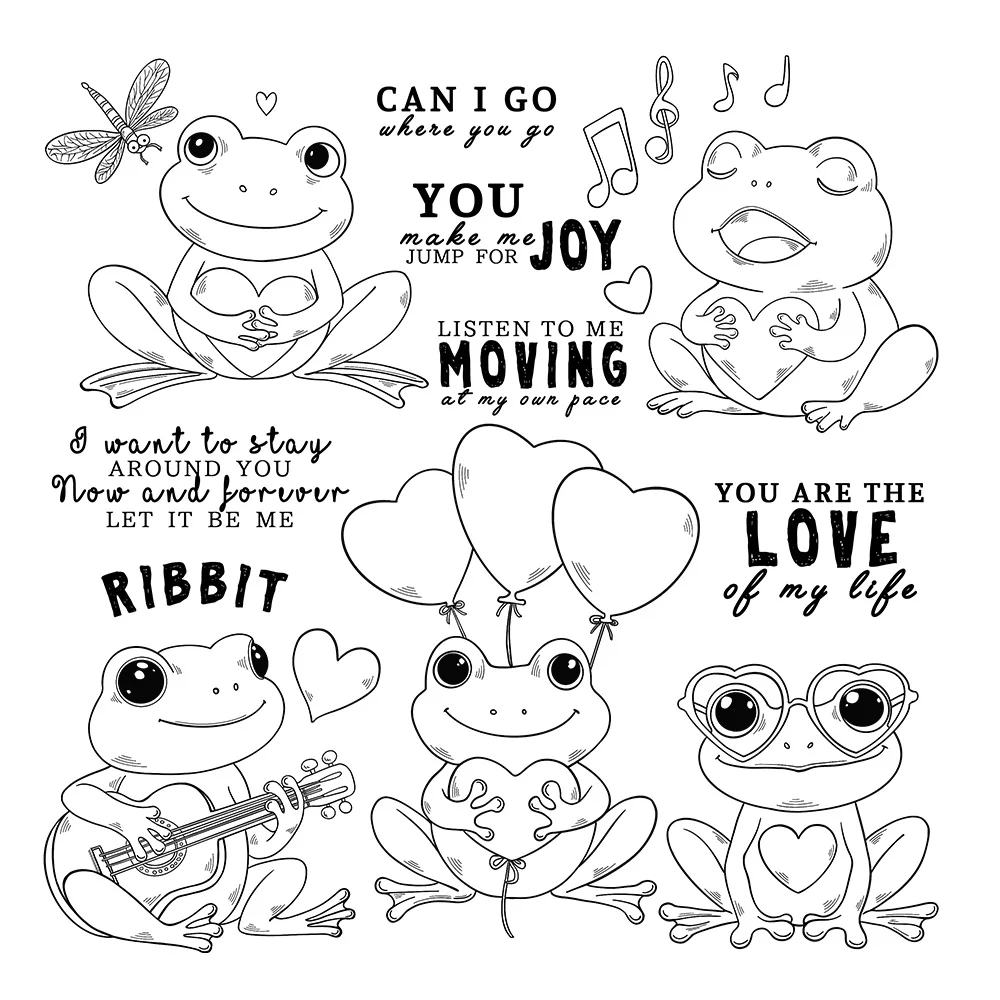Mangocraft Cute Heart Frogs Clear Stamp for Love Valentine's Day DIY Scrapbooking Supplies for Cards Albums Decor, clear stamps