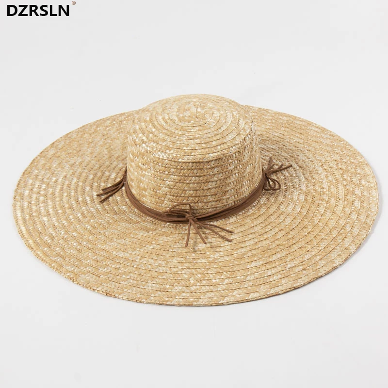 

Large Brim Beach Hats Luxury design Ribbon Summer style women Oversized Outdoor Wedding Sunshade Big Brimmed Vacation Straw Hat