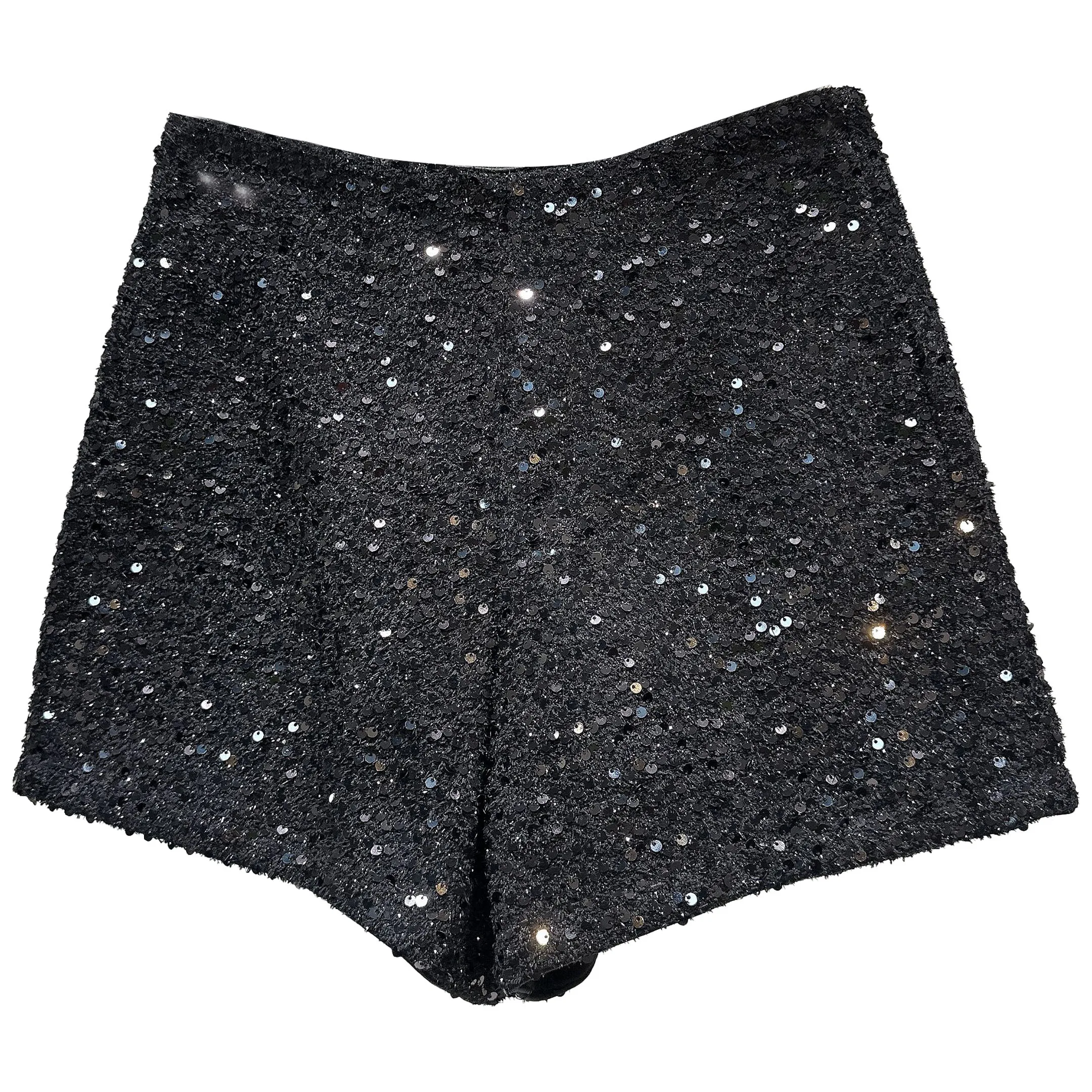 2023 Autumn Wool Shorts Womens New Shiny Sequined Tweed Solid Color Slim Straight Three Points Shorts White Black Pink