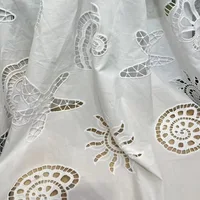 100% Cotton Hollow Out Lace Embroidered Fabric with Shell Pattern for Sewing Dress Clothes DIY Handmade Crafting Cloth 3