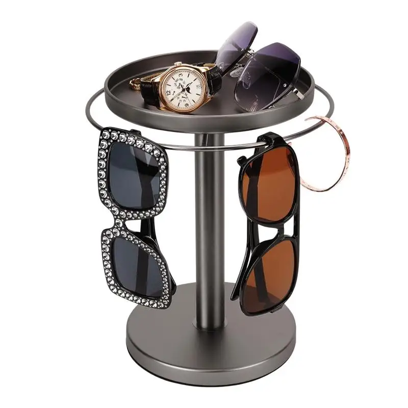 Rotating Sunglass Organizer Eye Glass Display Stand 360-degree Rotation With Tray Jewelry Storage Organizer Detachable Home 5