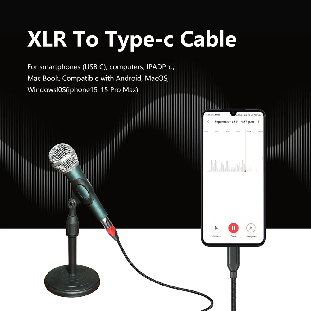 USB C XLR ũ  ̺, 1, 2, 3M, USB C  XLR ũ ũ  ̺, Ｚ ȭ C Ÿ ġ