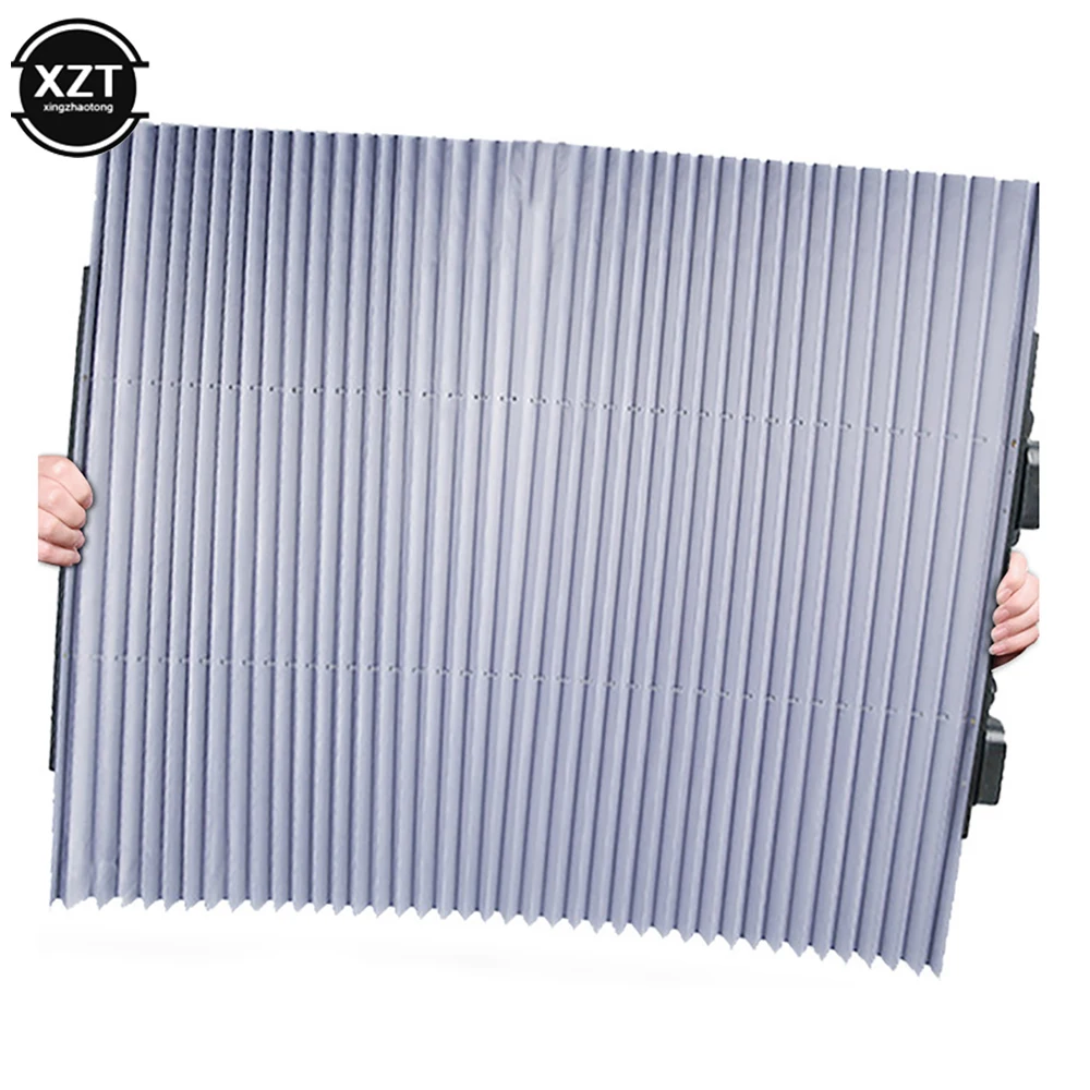 Car Windshield Sunshade Curtain Retractable Folding Car Sunshade Cover Reflective Aluminum Film Curtains Anti-UV Sun Shade