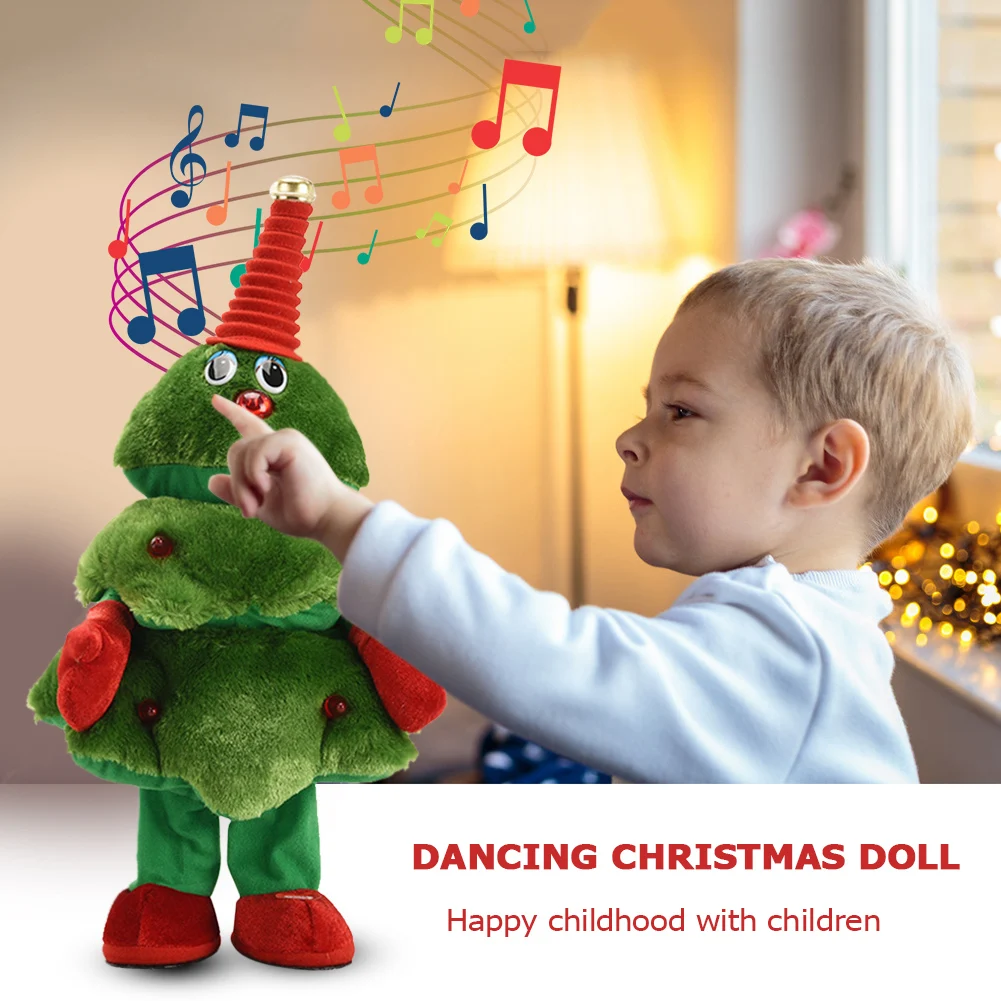 Electric Christmas Plush Dolls Creative Plush Xmas Tree Dolls Funny Singing Music Dancing Toy for Xmas Party Decor