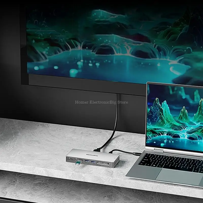 14 In 1 USB C 허브(4K HDTV 100WPD 충전 포함) 노트북 KINO용 기가비트 이더넷 USB 3.2 Gen2