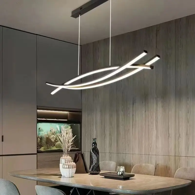 Living Room chandelier Nordic modern simple high-end restaurant a word strip light geometry bar minimalist table chandelier led chandelier,ceiling chandelier,led pendant light