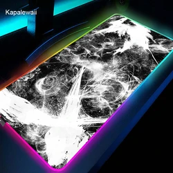 Tapis de souris Rgb pour Pc, noir et blanc, accessoire de jeu avec rétro éclairage, pour clavier LED 