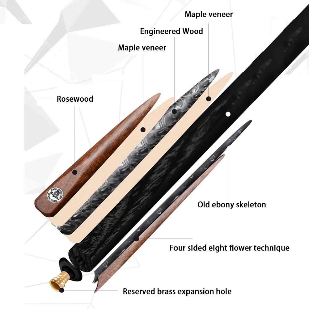 Billiard Snooker Cue One Piece 9.8mm Tip Ashwood Shaft with Gifts
