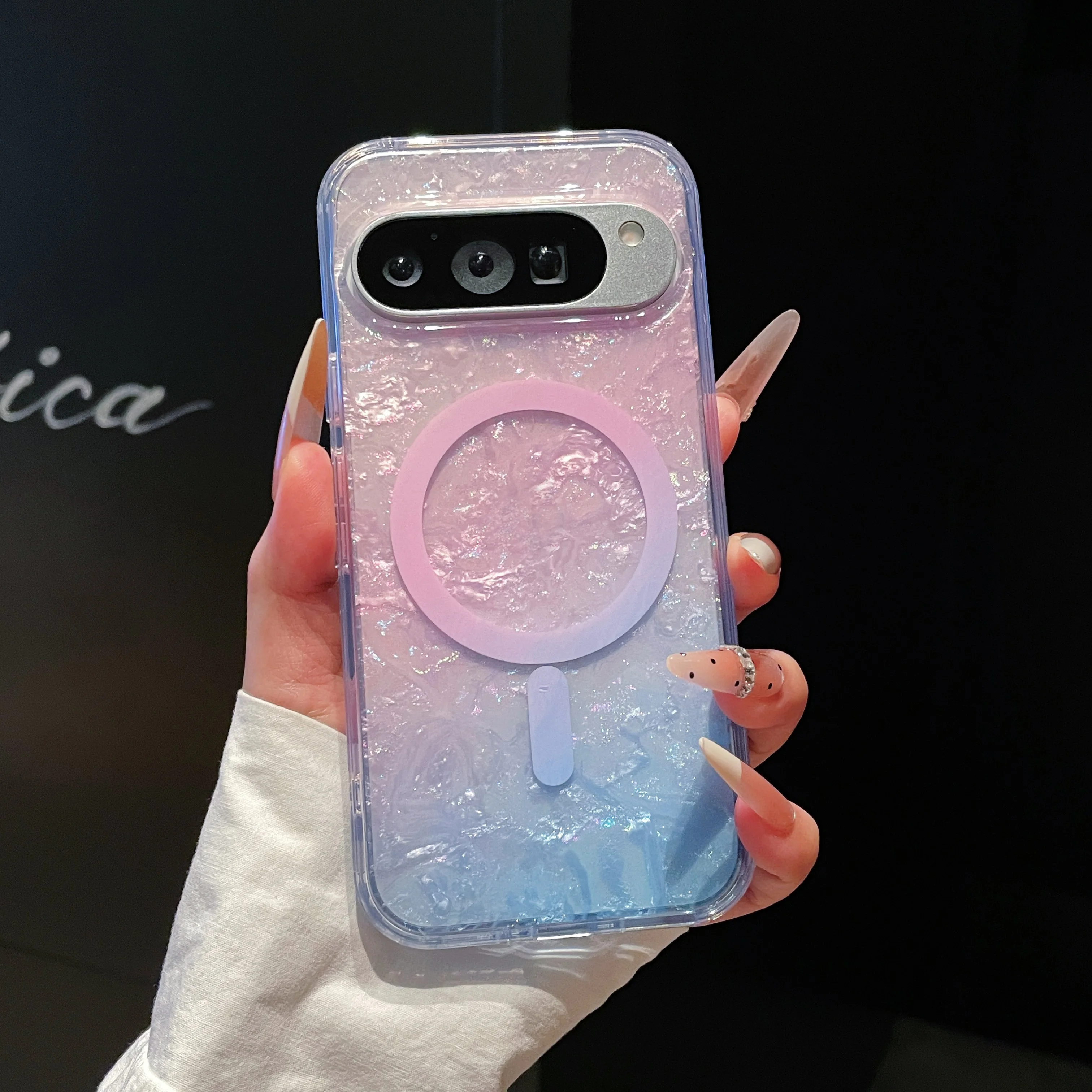 Magnetic Phone Case with Glossy Self-Repairing Finish - Summer Dreamy Powder