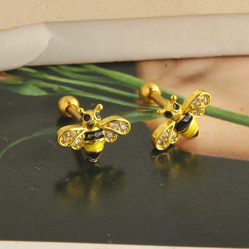 wholesales hot sales bee cartilage tragus piercingss lip piercings daith helix conch jewelry labret stud lip rings helix earring