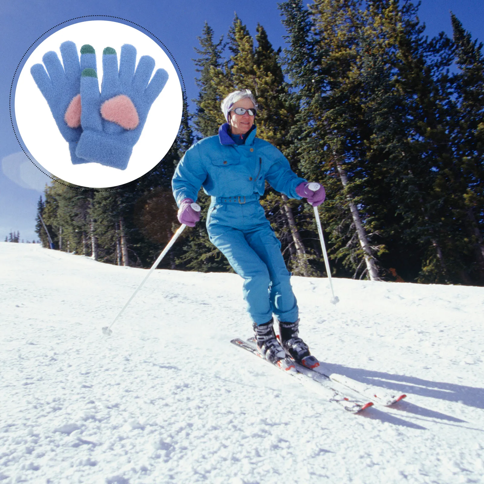 1 쌍 하트 패턴 니트 겨울 장갑 남성 여성 유니섹스 터치 스크린 호환 따뜻한 두꺼운 안감 전체 손가락 야외용