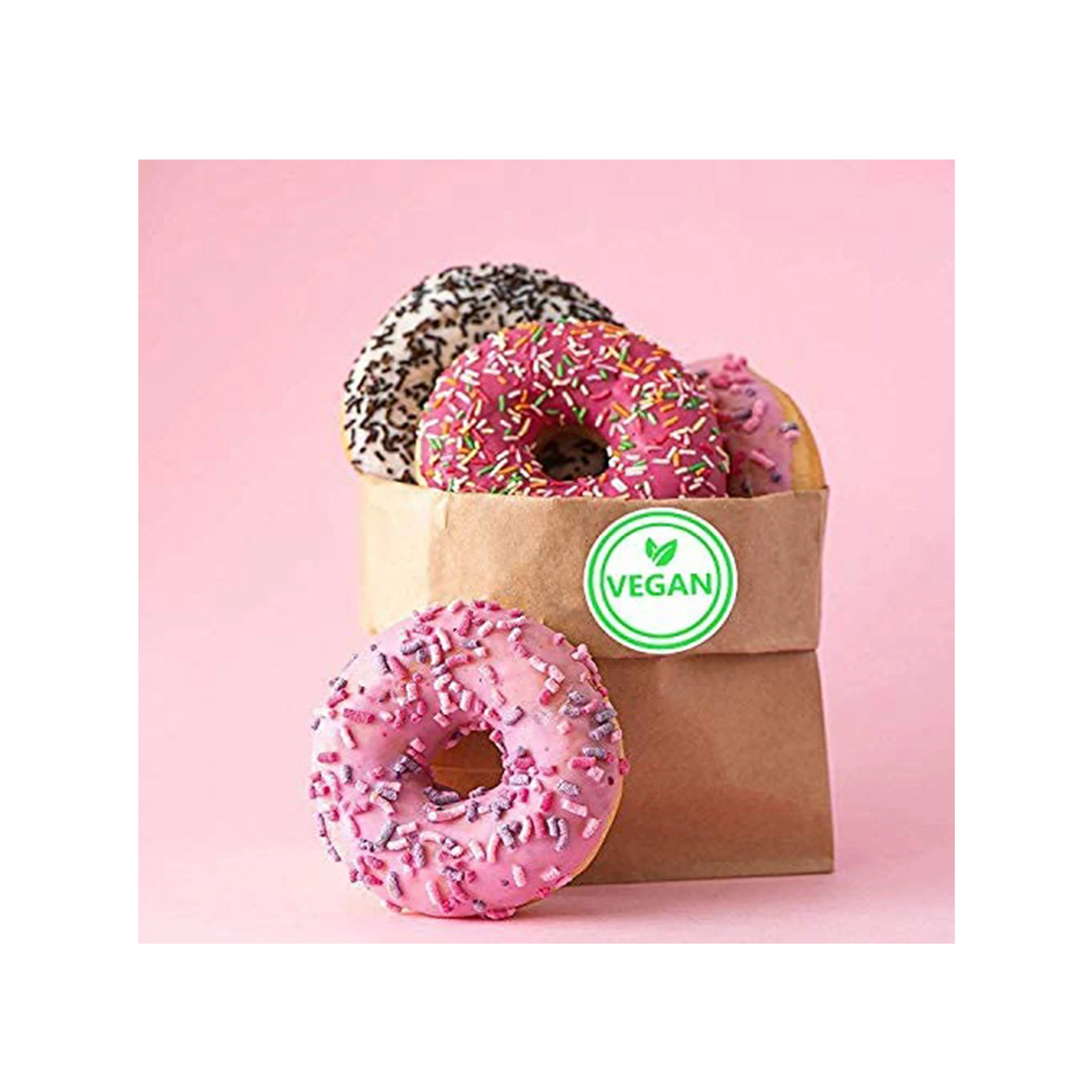 Vegan Food Rotation Labels,1.5 Inch Round Circle Dot Vegan Stickers(500 pcs per roll)
