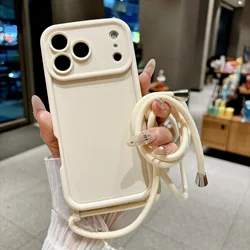 Crossbody Adjustable Lanyard Phone Case with Soft Cover - iPhone 18 (WHITE)