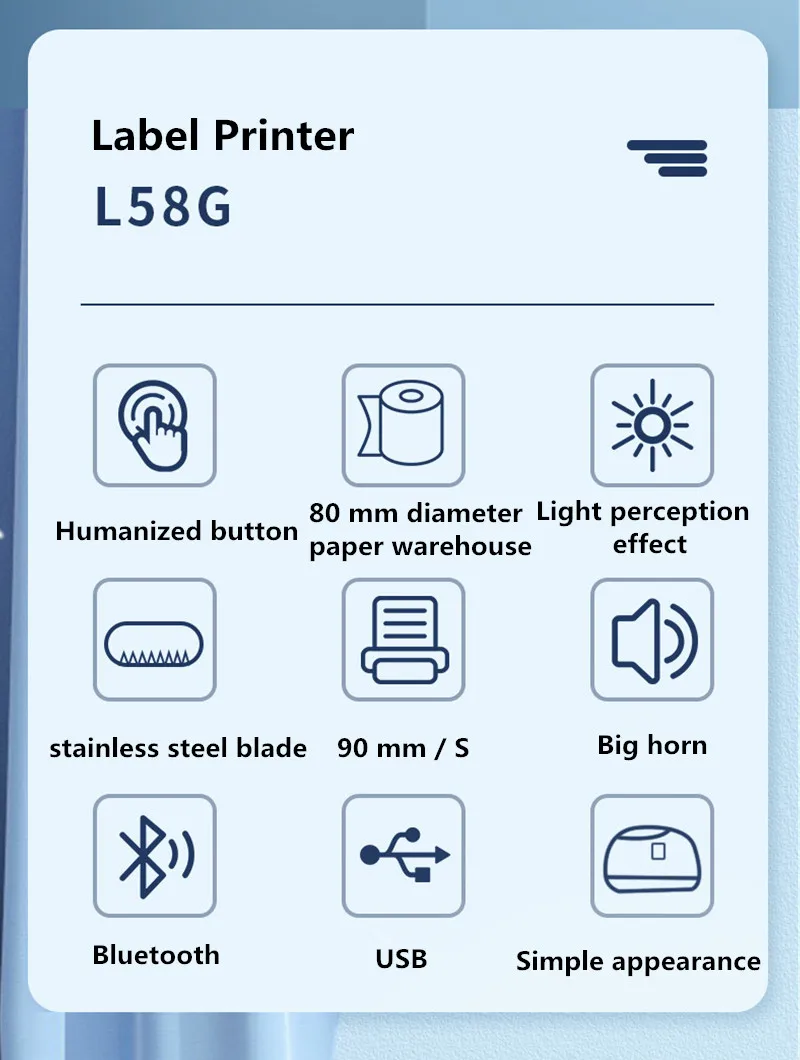 L58G supermarket shelf clothing tag product price sticker 58mm label receipt USB Bluetooth thermal bar code printer mini pocket thermal printer