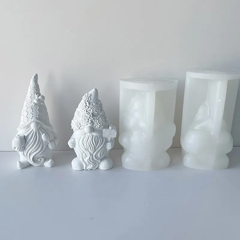 2023 Christmas Gnome Silicone Candle Mold Faceless Santa Claus DIY Flower Dwarf Gypsum Mould Resin Soap Candle Making Home Decor