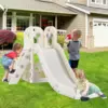 Kids Slide L-Shaped, 5 in 1 Slide Climber for Toddler, with Ball & Hoop,Storage Space and Non-Slip Steps,In/Outdoor Baby Playset 1