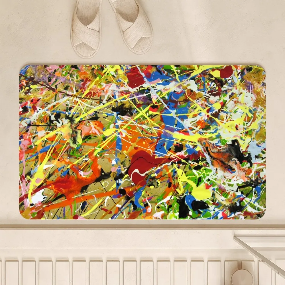Jackson Pollock Abstract Painting Art Floor Mat Bedroom Decoration Balcony Anti-Slip Doormat Living Room Rug