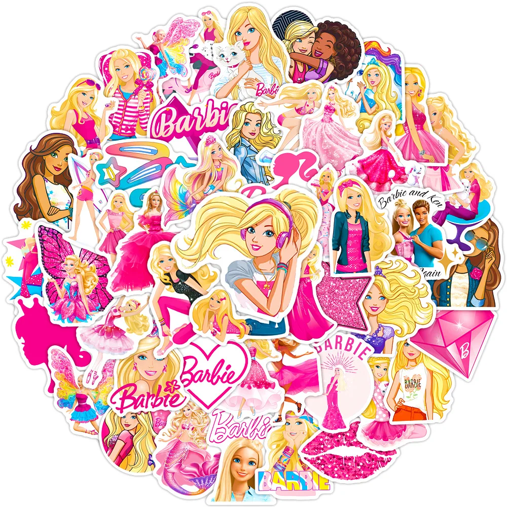 50 Stück neue Cartoon Anime Barbie Prinzessin DIY Notebook Handy Dekoration wasserdichten Aufkleber