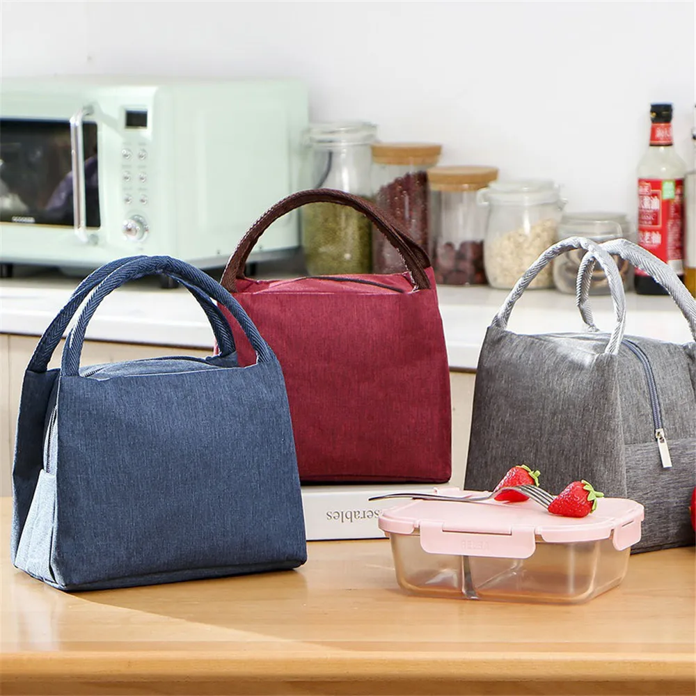 Insulation Oxford Cloth Lunch Box Bag Picnic Food Bento Thermal Cooler Bags Storage Container Handbag for Women Student Children oxford cloth thermal insulation lunch bag leakproof lunch tote bag food container size m wine red