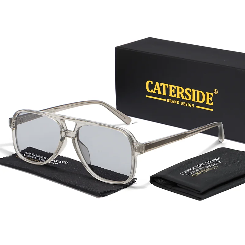 CATERSIDE Modische Herren-Sonnenbrille mit Flachem Oberteil und Doppelbrücke, Damen-Sonnenbrille im Schlichten Sommerstil für Angeln und Outdoor-Aktivitäten