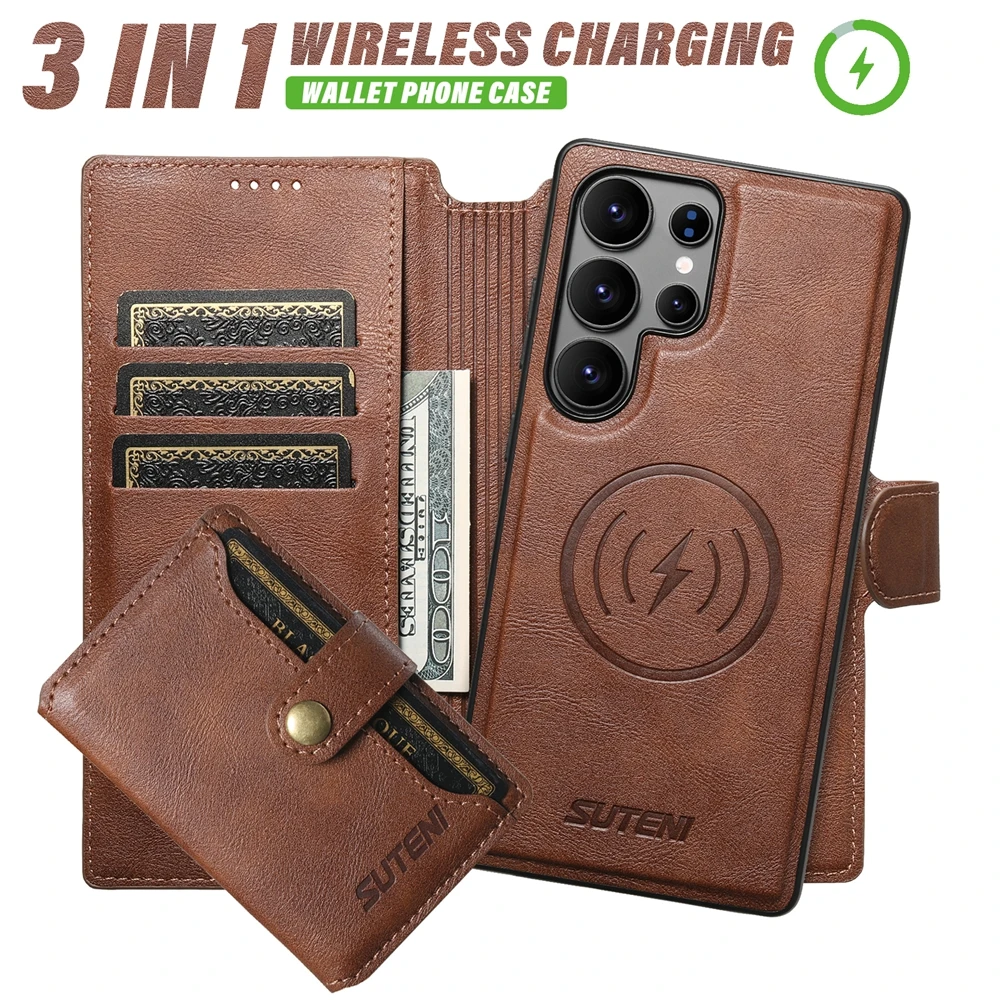 Premium 3-in-1 Flip Wallet Leather Phone Case with Card Holder and Magnetic Closure