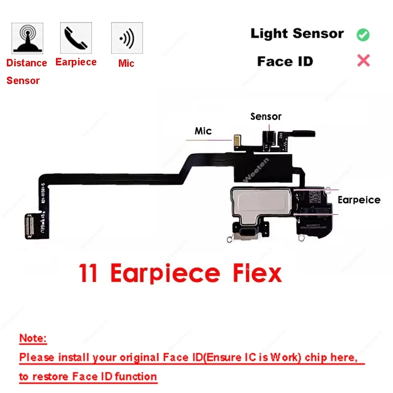 Earpiece Proximity Light Sensor Flex Cable For iPhone X XR XS Max 11 12 Pro Max 12Mini With Earpiece Speaker Light Sensor Flex flex cable earpiece speaker flex cable flex cable replacement earpiece flex cable