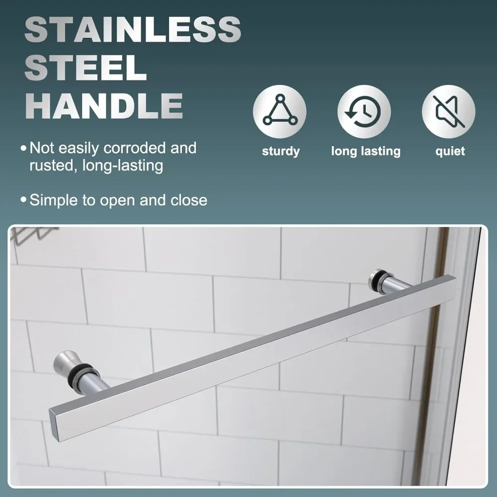 Shower Door34 3/4~35 9/16" Wx72 in.H ,Pivot Shower Door 1/4in(6mm) Thick Tempered Clear Glass, Corner Shower Doors 2