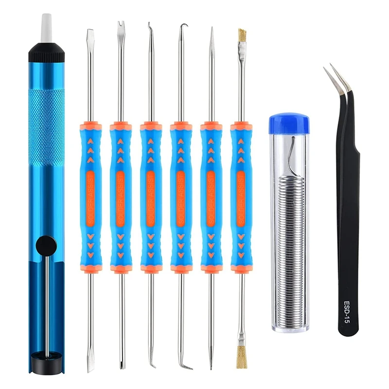 

9 Pcs Soldering Accessories Kit Includes Desoldering Pump Pocket Pack Solder And Repair Tools Solder Sucker Tool Kits