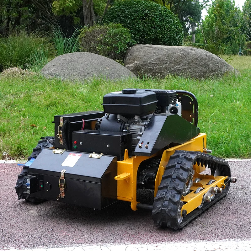 Customized super long driving range cut dry grass rc lawn mower with Gasoline generator 19inch remote flail mower for Farm Dam 3