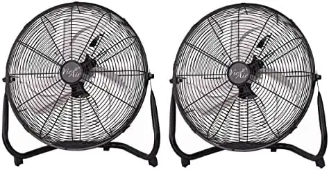 

20 Inch Twin Pack Industrial Tilting High Velocity 3 Speed Metal Floor Fan