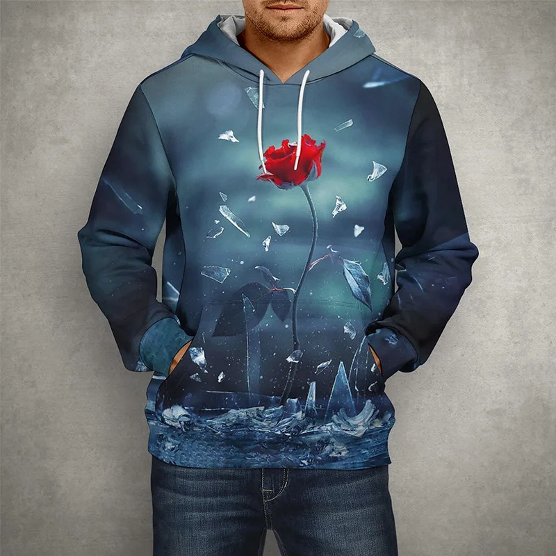 

2023 New Love & Roses Hoodies Men Women Fashion 3D Print Pullover Streetwear Harajuku Long Sleeve Sweatshirt Cool Casual Clothes